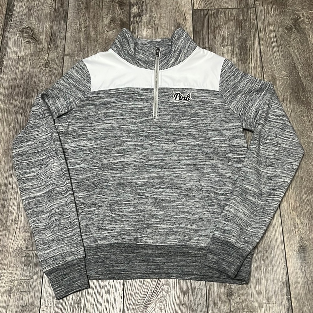 PINK QUARTER ZIP SWEATER